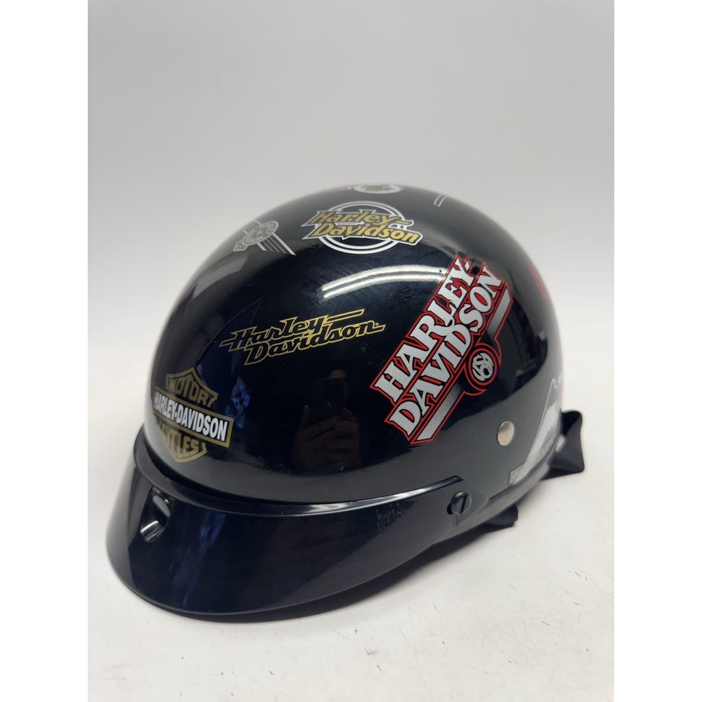 VINTAGE 2001 Harley Davidson DOT Motorcycle Half Helmet Gloss Black XS USA