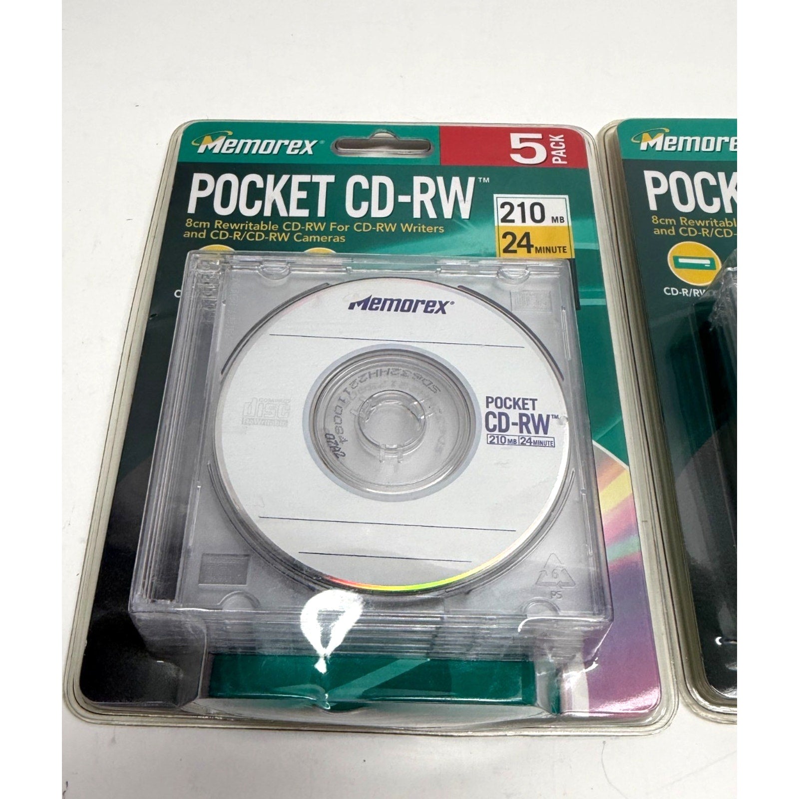 Vintage lot of 2 Memorex Pocket CD-RW 4x 210mb 24 Min 5 Pack - NEW