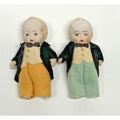 Vintage Japan All Bisque Miniature Groom Dolls Tuxedo Wedding Cake Topper Lot 2