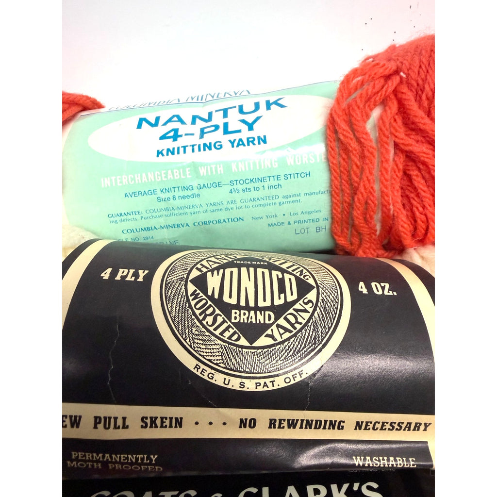 VINTAGE NOS Lot of 5 Columbia Minerva Nantuk 4-Ply & Bernat Nylo Germantown Yarn
