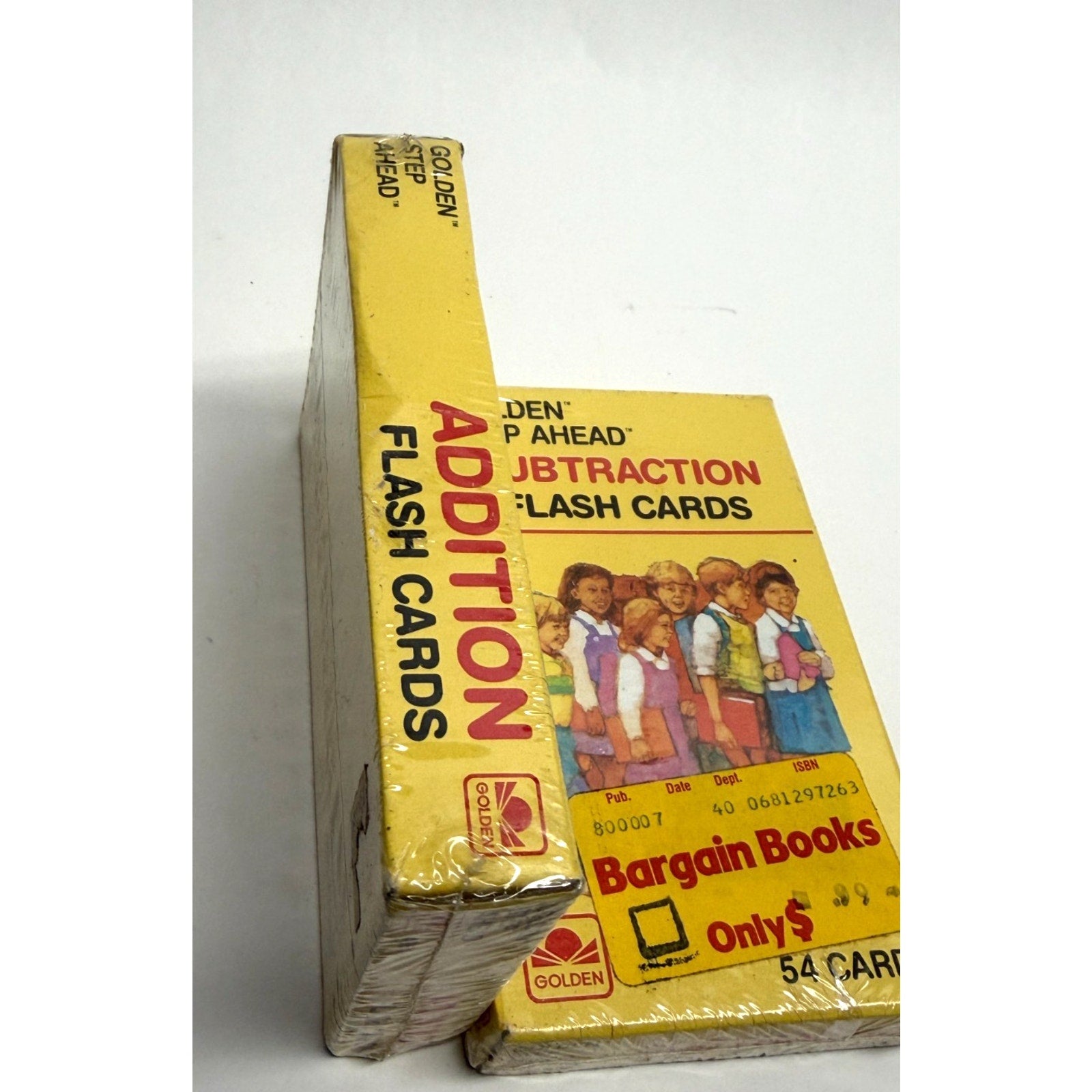 Vintage lot of 2 1984 Golden Step Ahead Subtraction/Addition Flash Cards 4952