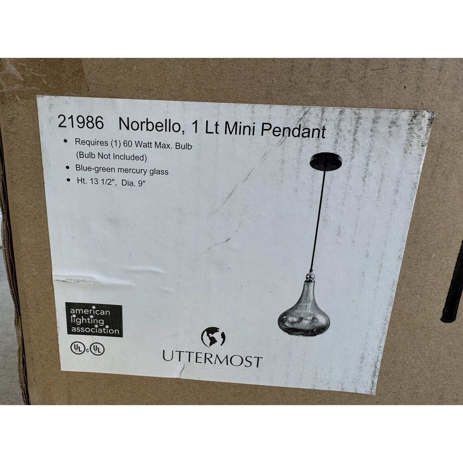FACTORY SEALED NOS Uttermost Norbello 1 Light Mini Pendant (21986)