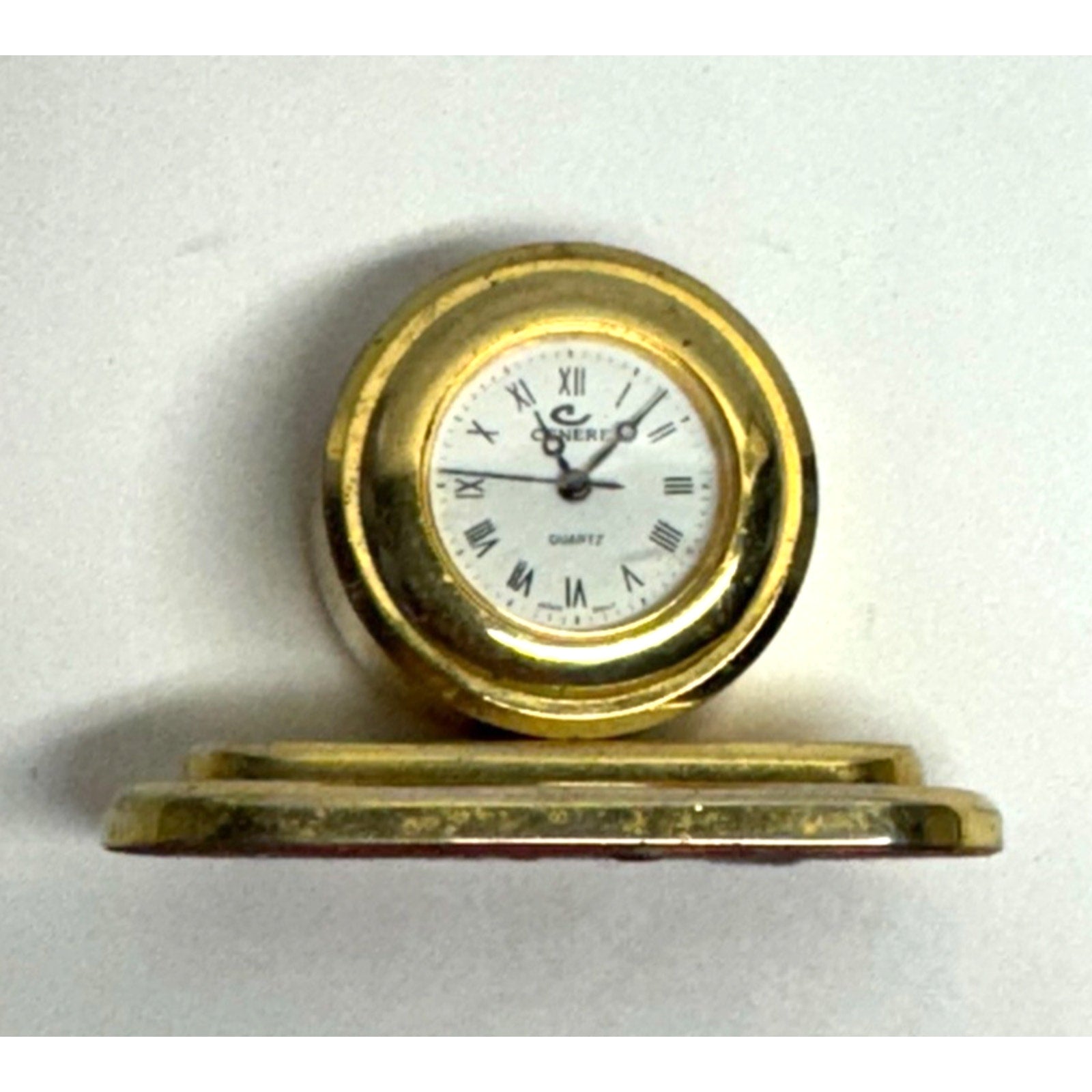 Vintage Cenere Miniature Brass Clock