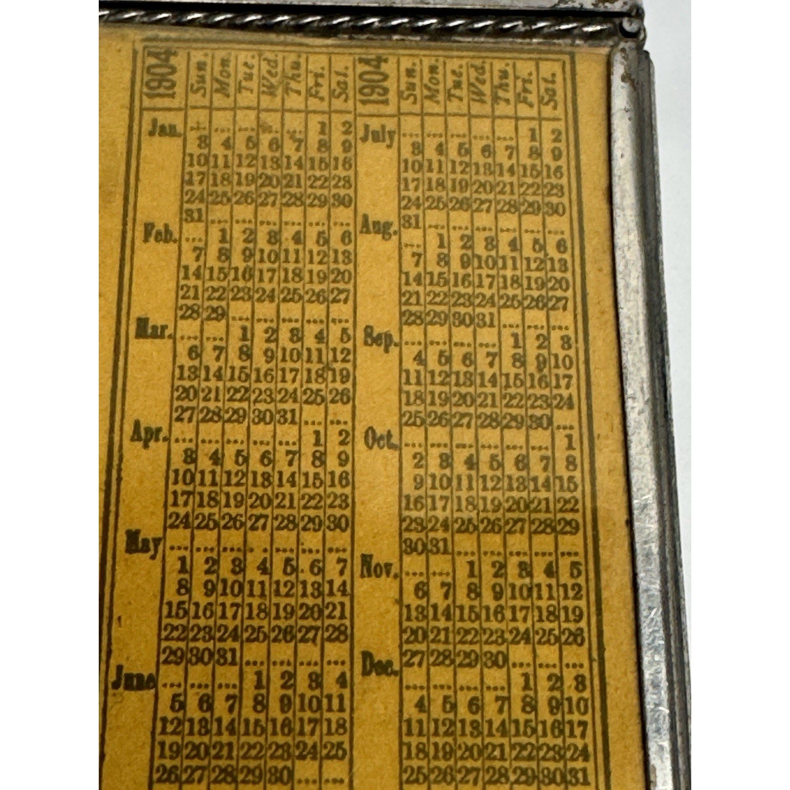 VINTAGE 1904 Metal Case Pocket Calendar H.W. Pitts & CO, Philadelphia, N.Y.
