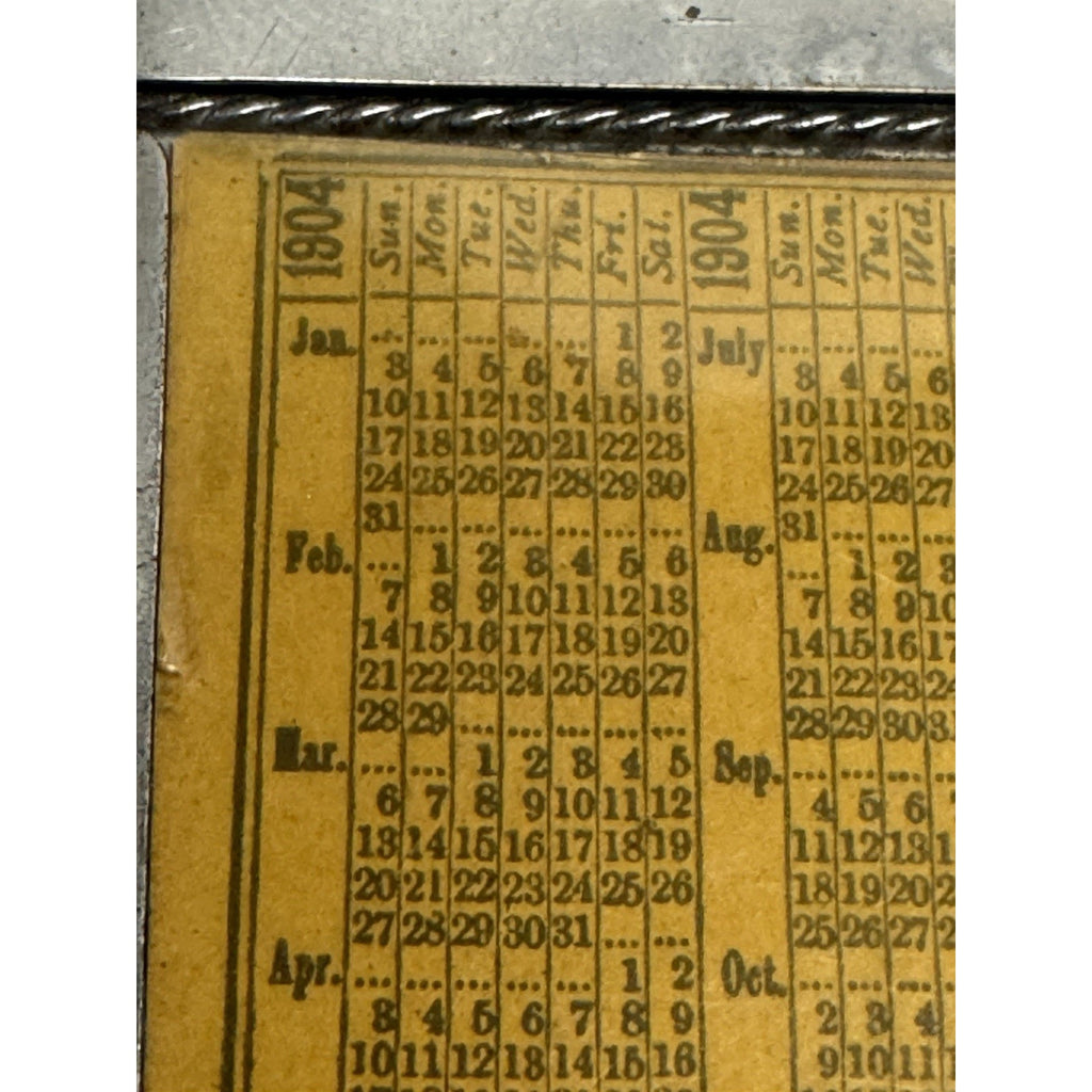 VINTAGE 1904 Metal Case Pocket Calendar H.W. Pitts & CO, Philadelphia, N.Y.