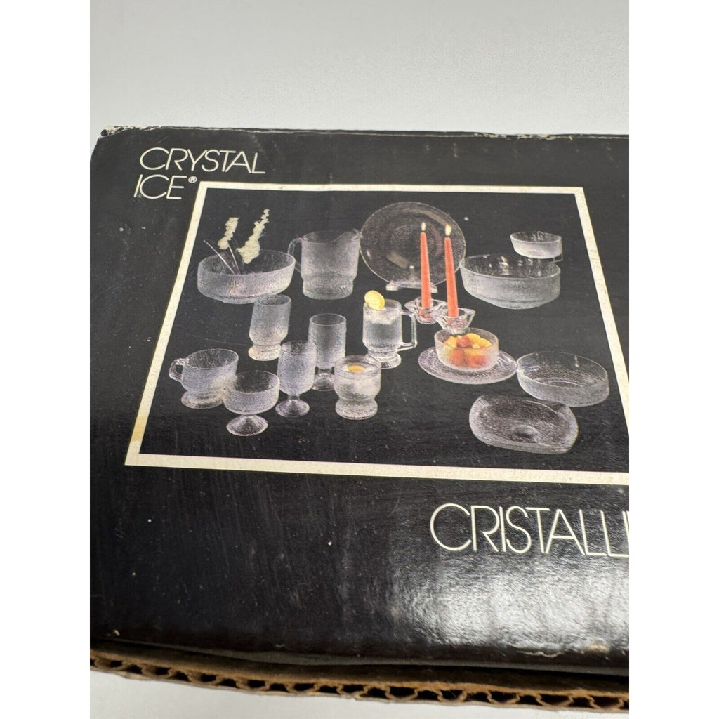 VINTAGE NOS 4 Indiana Glass Crystal Ice 8oz Textured Tree Dessert Bowls 3607