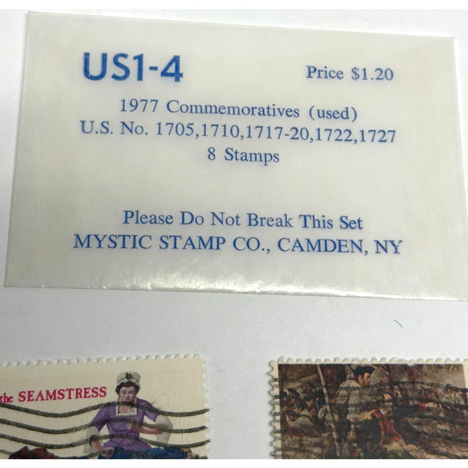 Vintage 1977 COMMEMORATIVE SET OF 8 U.S. POSTAGE STAMPS