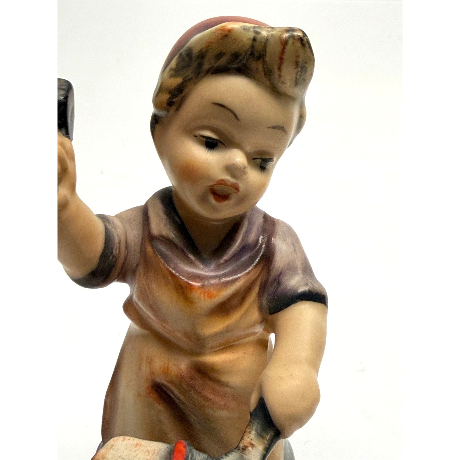 Vintage Friedel Bavaria Blacksmith Boy Figurine West Germany Hand Painted 6"