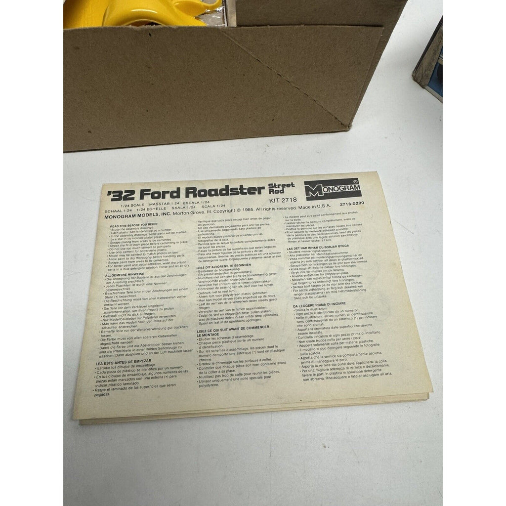 VINTAGE NOS 1985 MONOGRAM 1932 FORD ROADSTER STREET ROD KIT#2718 1/24
