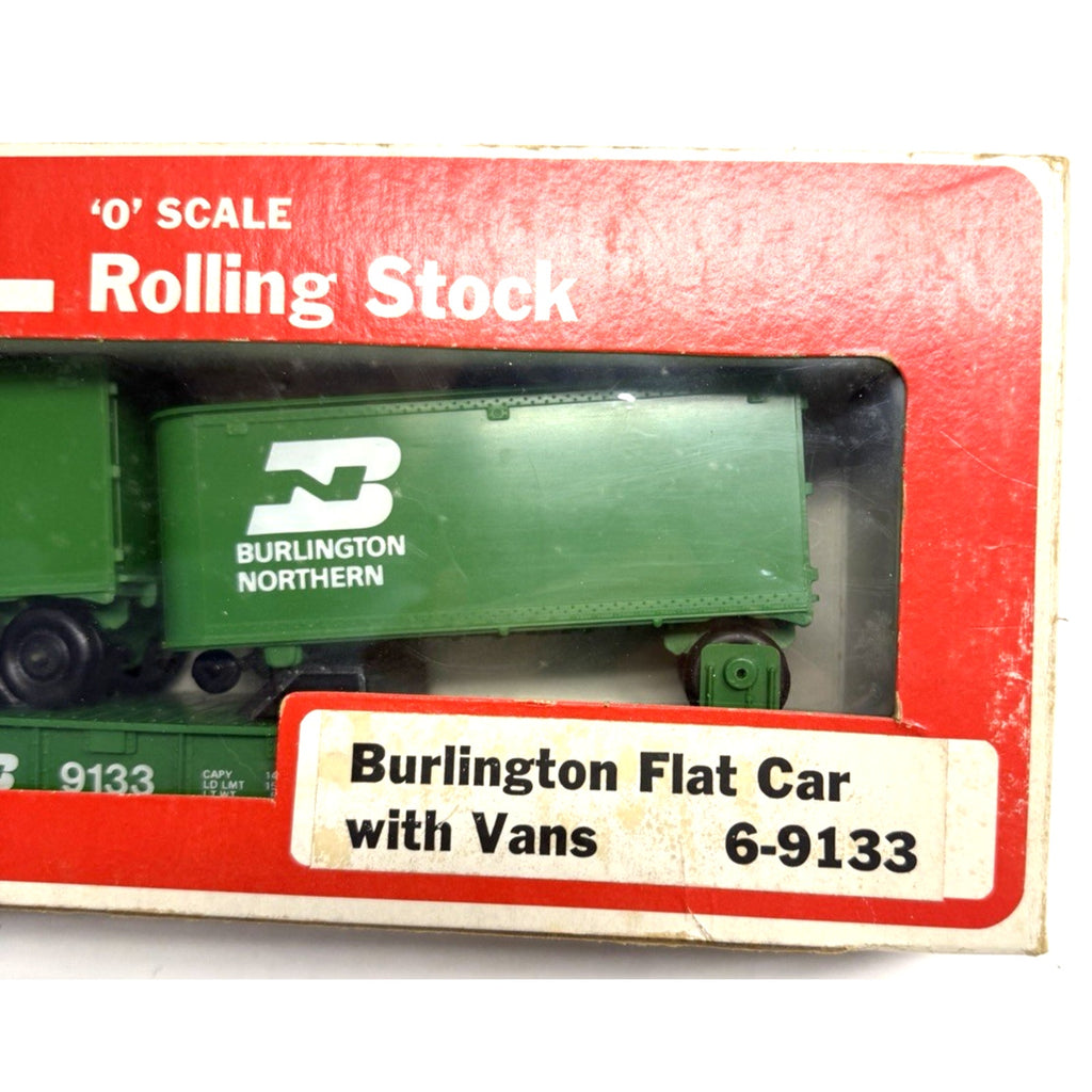 VTG Lionel 6-9133 Burlington Northern Flatcar Flat Car w/Trailer Vans O Gauge