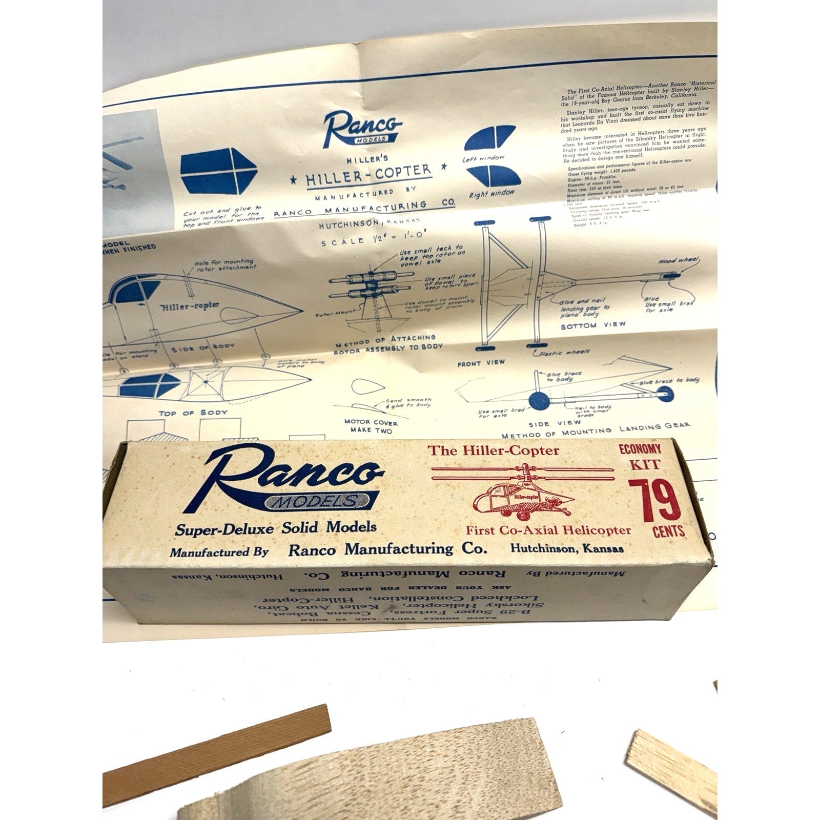 VINTAGE 1950's NOS Ranco Models The Hiller-Copter Helicopter