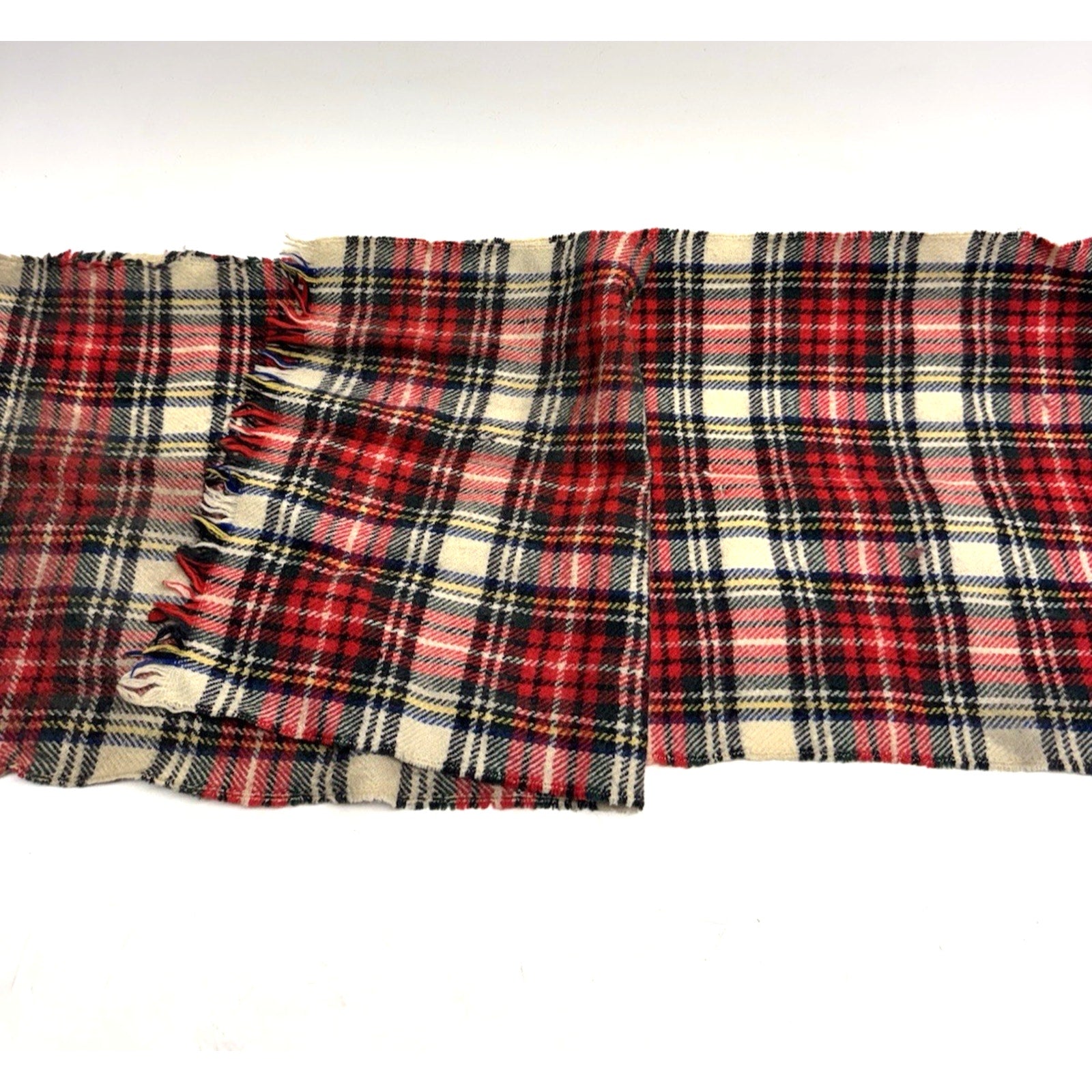 Vintage Rooster of Scotland 100% Merino Wool Plaid Scarf Red -50" x 11 "