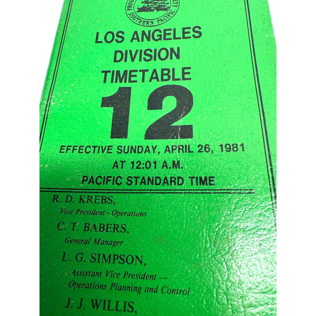 Vintage Lot of 5 1981 Timetable 12 Los Angeles Division Southern Pacific