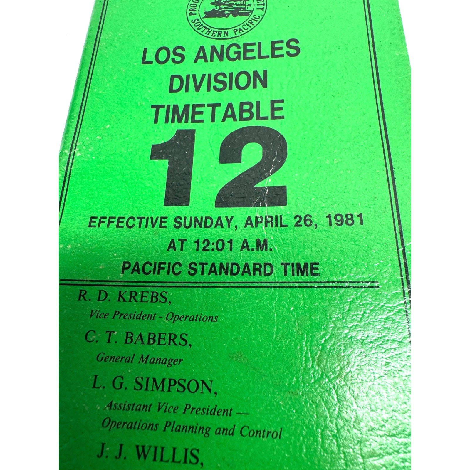 Vintage Lot of 5 1981 Timetable 12 Los Angeles Division Southern Pacific