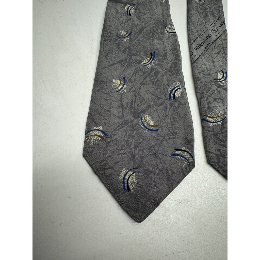 Vintage Valentino 100% Silk Tie # 4151 Gray Marble Made in Italy