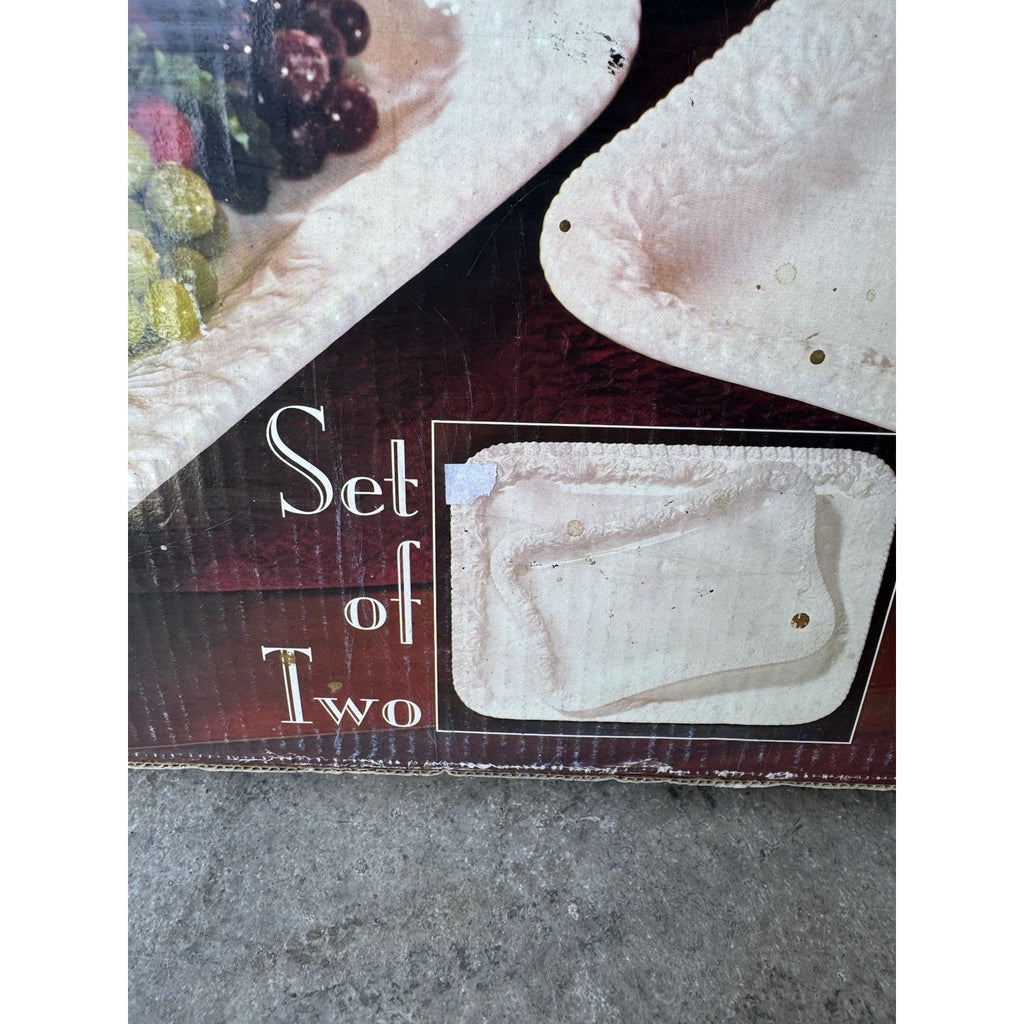 Vintage NOS Italian 90s Embossed Serving Platters Set of 2 Made in Italy