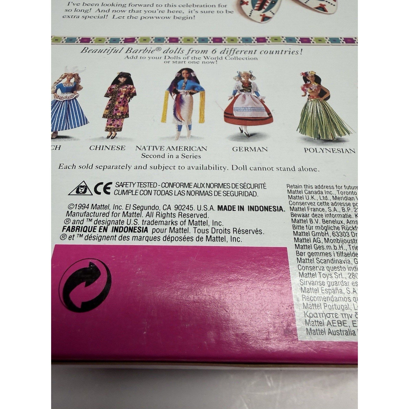 VINTAGE Mattel NATIVE AMERICAN BARBIE Doll 1994 Dolls of the World 3RD Edition