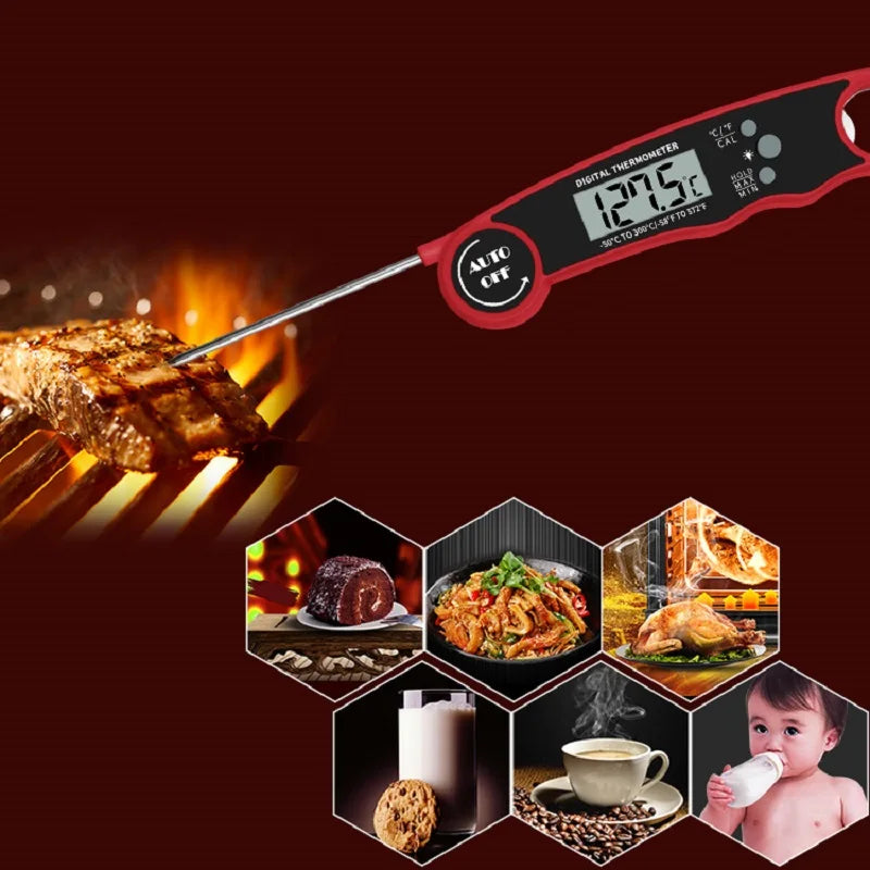 Waterproof Digital Kitchen Food Thermometer Instant Read Meat Temperature Gauge for Cooking Grilling BBQ Milk & Water