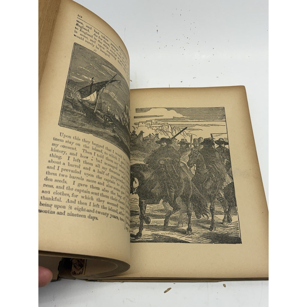 Vintage 1887 Book ROBINSON CRUSOE DE FOE ILLUSTRATED Worthington