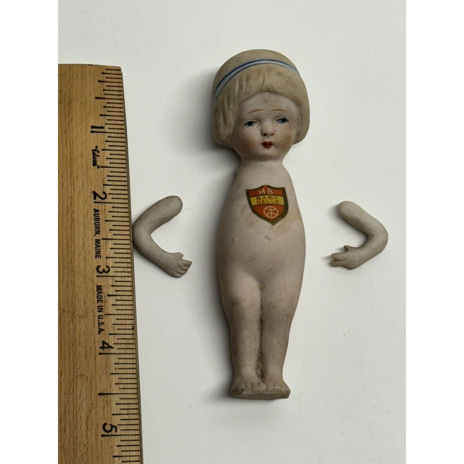 VINTAGE German Jointed Miniature Doll Painted Bisque Girl 4.5"