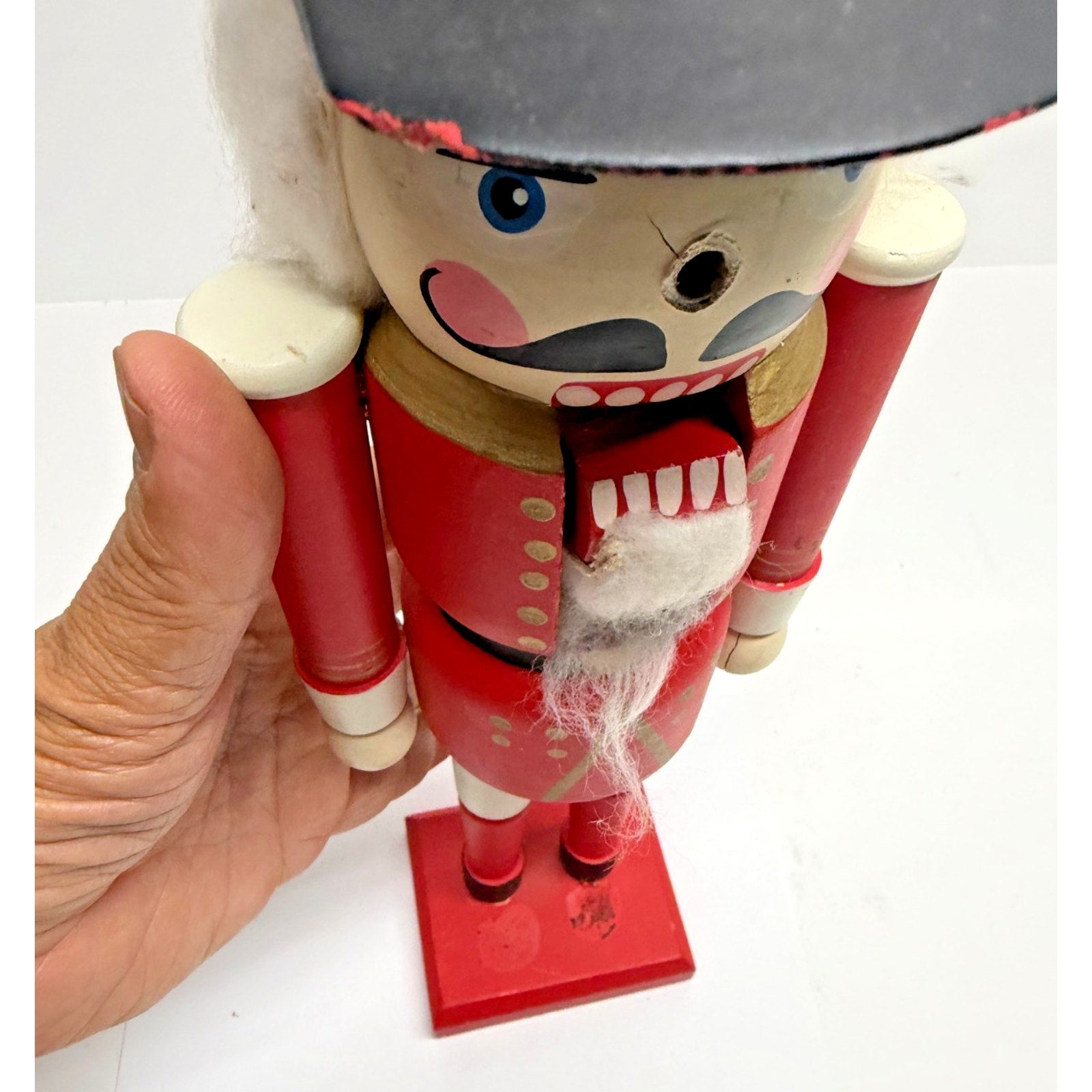 Vintage 13" Wooden Nutcracker Soldier Hand Painted Christmas Holiday Decor IOB