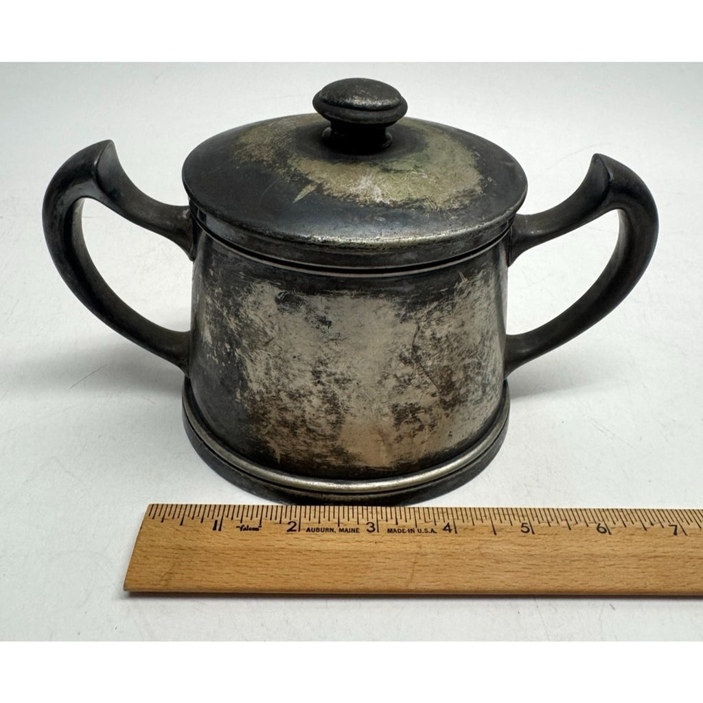 Vintage 1860 Simeon L George H- by Rogers Company Double Handle Pewter Canister
