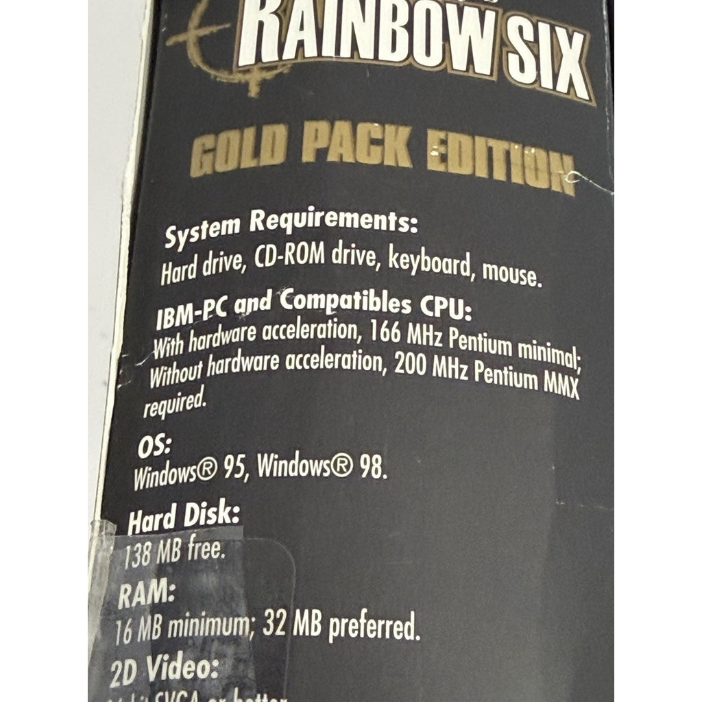 Vintage New Tom Clancy's Rainbow Six: Gold Pack Edition PC Game Big Box