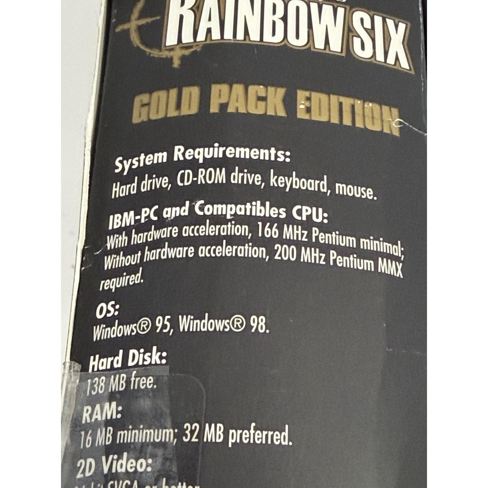 Vintage New Tom Clancy's Rainbow Six: Gold Pack Edition PC Game Big Box