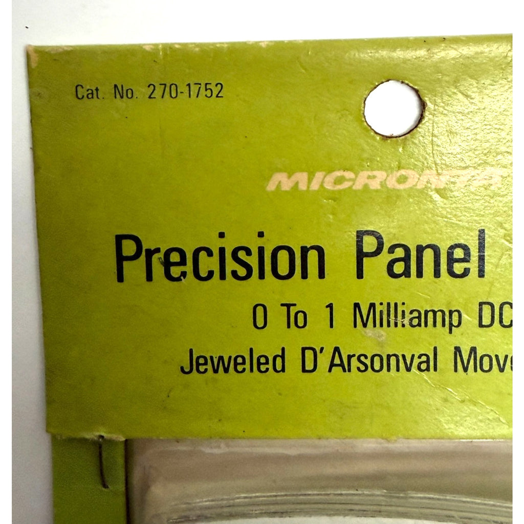 Vtg New Radio Shack Micronta Precision Panel Meter 0 - 1 Milliamps DC 270-1752