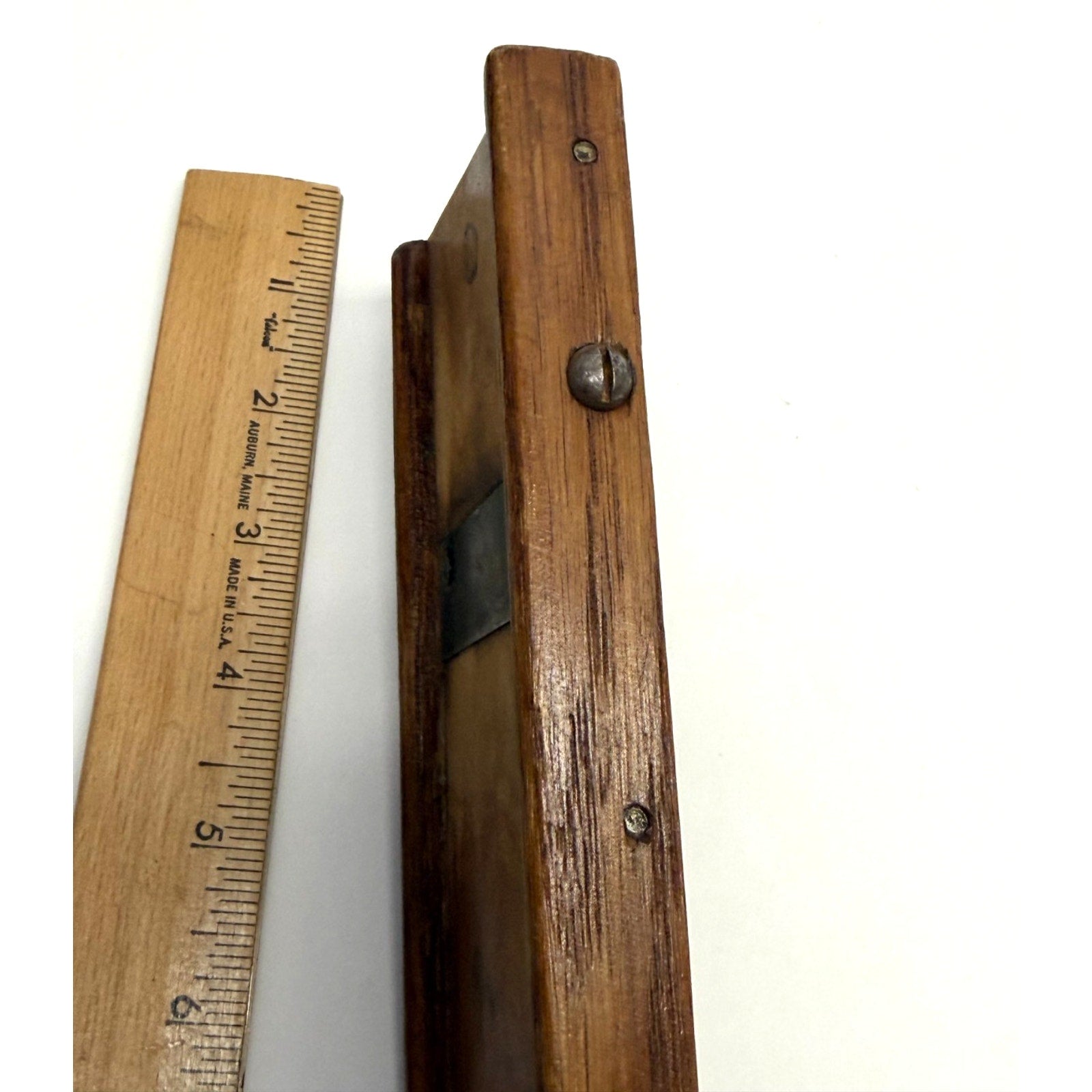 VINTAGE ANTIQUE HAND-HELD WOODEN SLAW CUTTER WITH WIDE BLADE & 10"