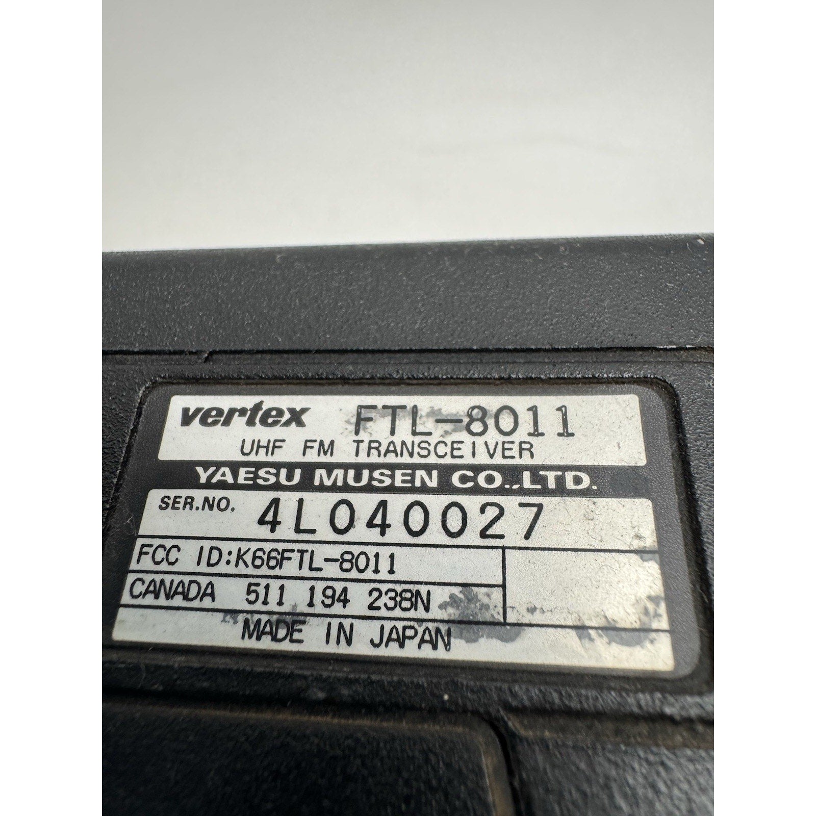 VINTAGE YAESU Vertex FTL-8011 UHF FM Transceiver UNTESTED