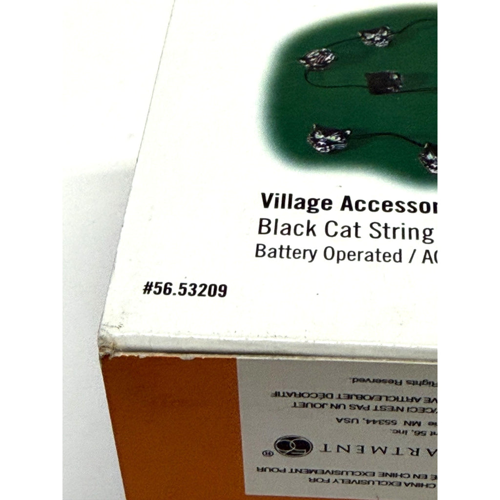 Vintage NEW Dept 56 Halloween Village - Black Cat String Of Lights 56.53209