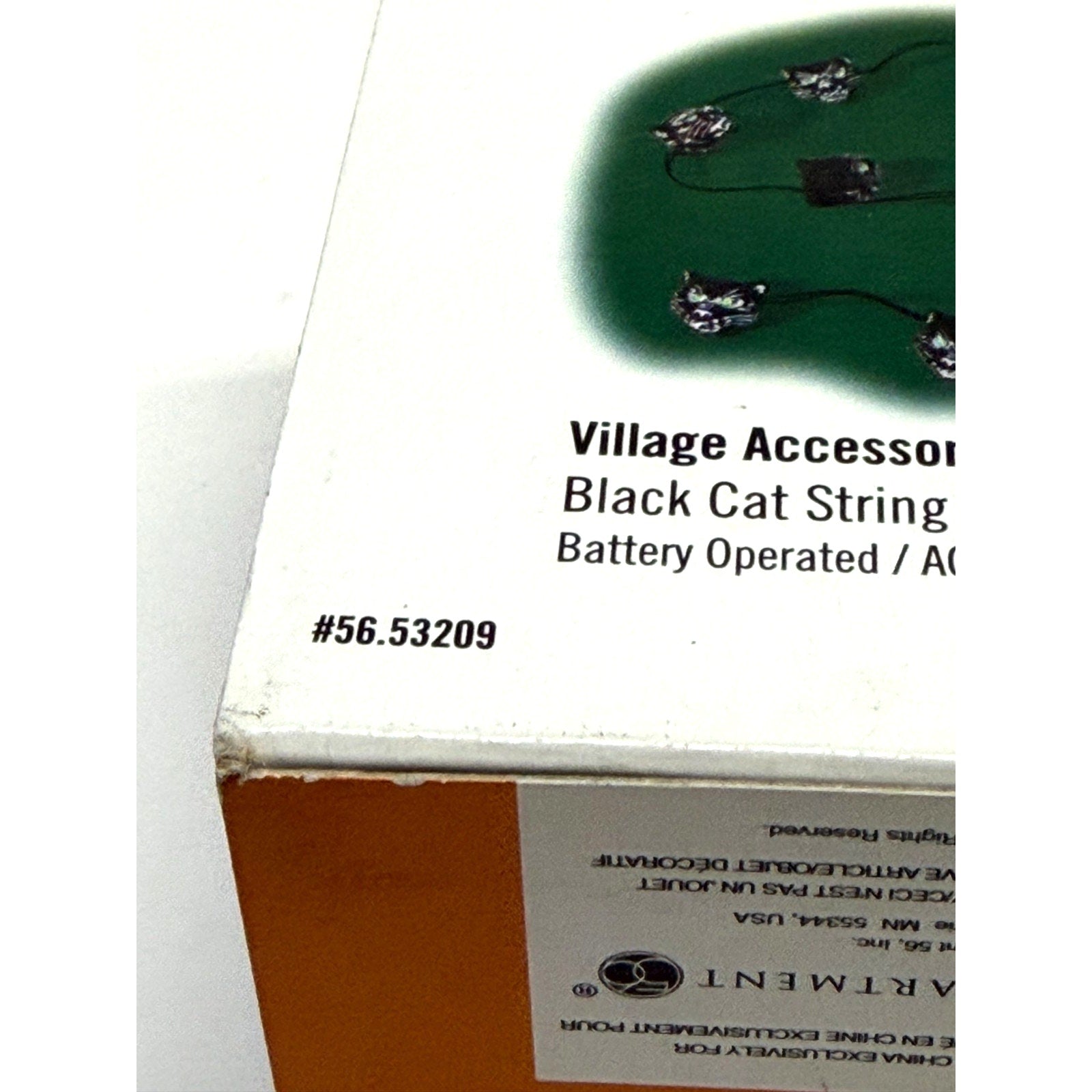 Vintage NEW Dept 56 Halloween Village - Black Cat String Of Lights 56.53209
