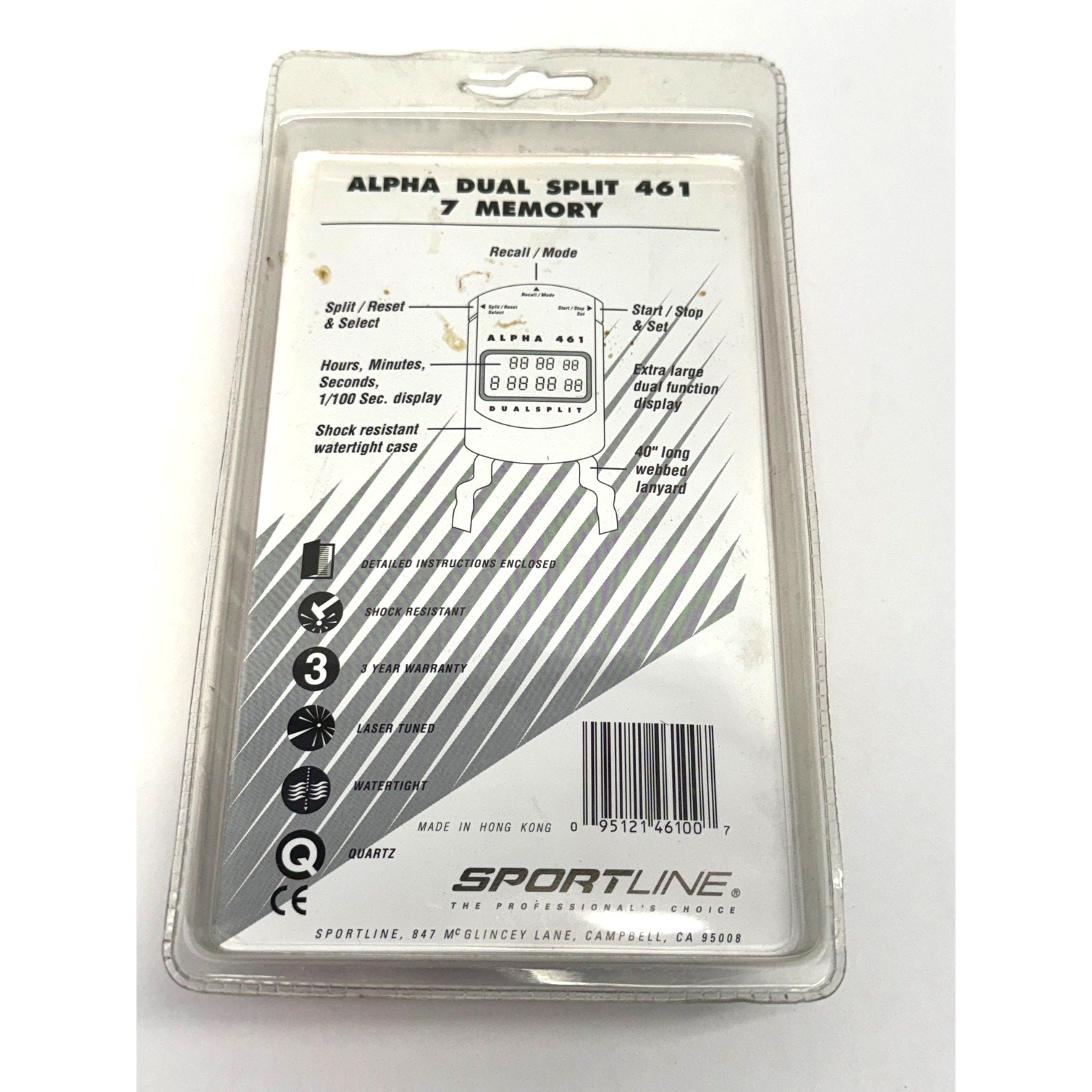 Vintage Sportline Alpha 461 Dual Split Stopwatch Timer 7 Memory Sealed