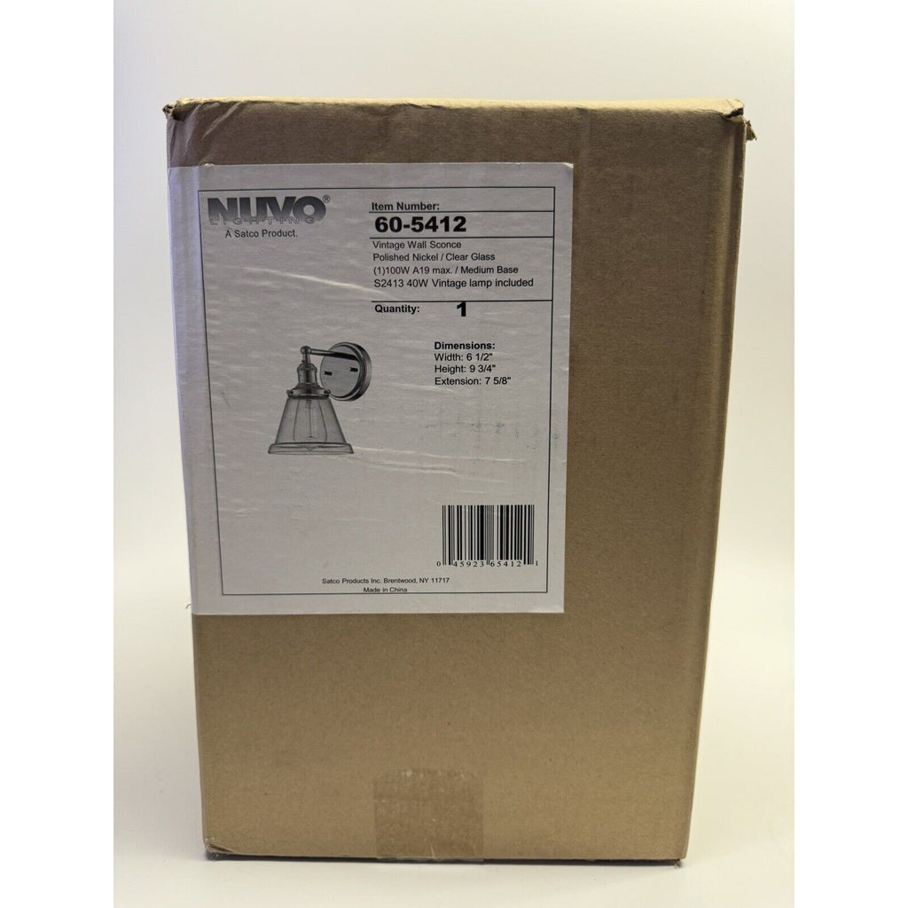 FACTORY SEALED Nuvo Lighting 60/5412 Vintage Wall Sconce Polished Nickel