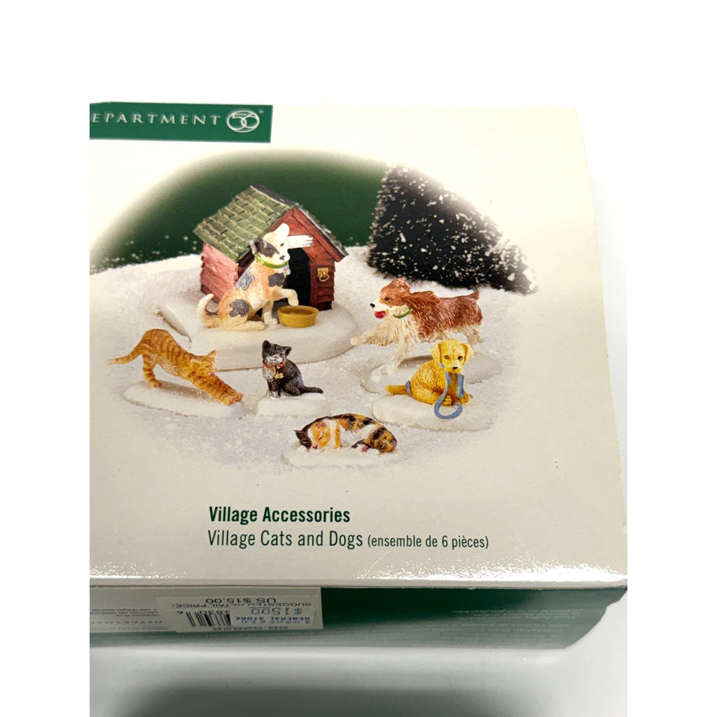 Vintage Dept 56 Village Cats and Dogs 52828 Accessories Set Complete Boxed
