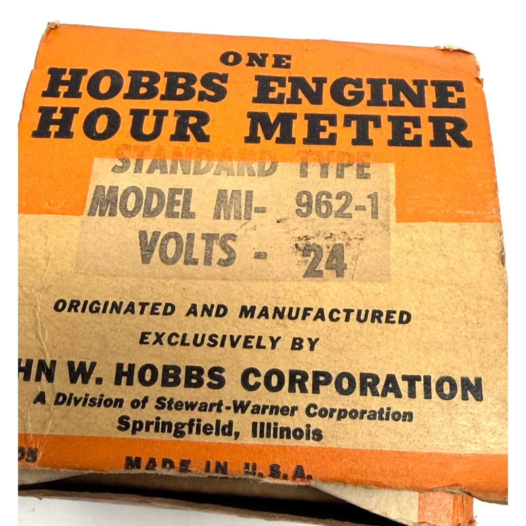 Vintage John W Hobbs Stewart Warner Engine Hour Meter MI-962-1 Volts 24