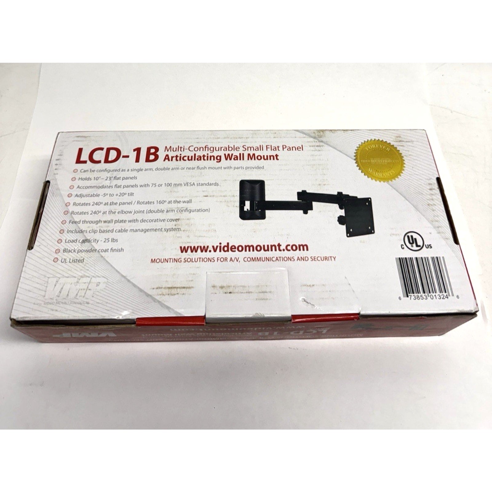 SEALED VMP Articulating Wall Monitor/TV Mount for 10" - 23" Flat Panels LCD-1B