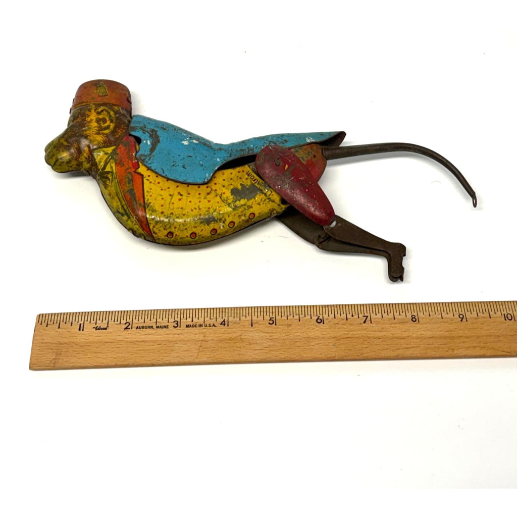 Vintage 1930s Lindstrom Bill Climbing Monkey Tin Toy Body FOR PARTS Missing Arms