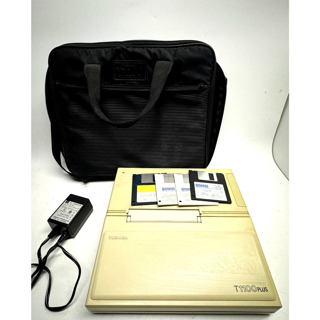 Vintage Toshiba T1100 Plus Laptop Computer, Dual DD Floppy Mono 640K : POWER ON