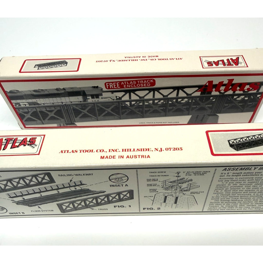 Lot of 2 Vintage Atlas HO Scale Nickel Silver Pony Truss Bridge Building Kit NIB