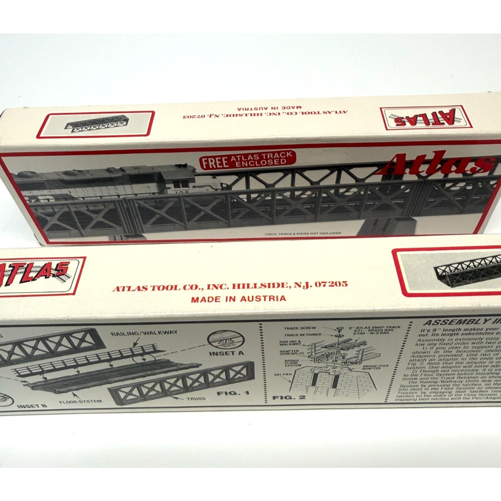 Lot of 2 Vintage Atlas HO Scale Nickel Silver Pony Truss Bridge Building Kit NIB