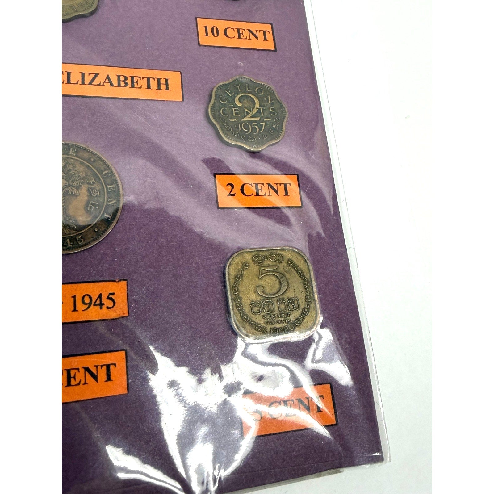 Vintage Ceylon Sri Lanka Coin Set - King George VI & Queen Elizabeth II