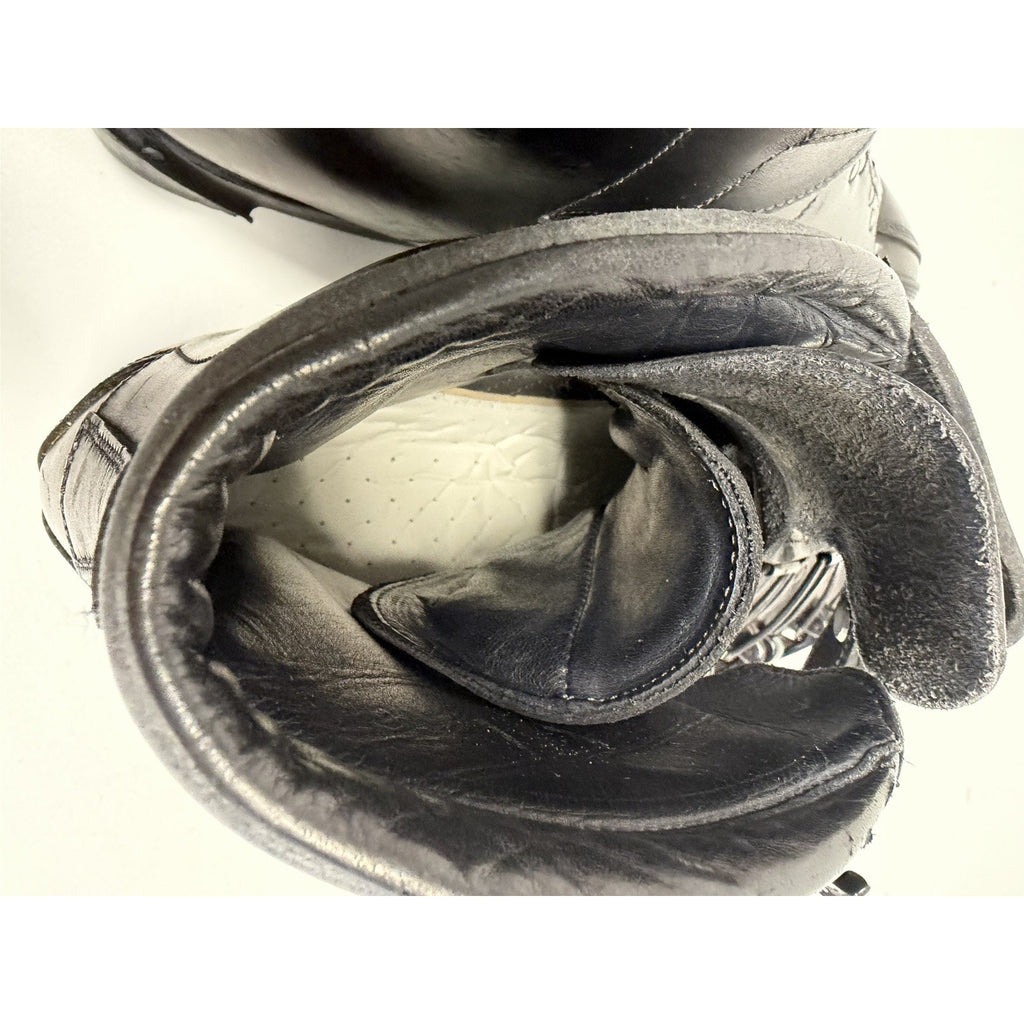 Vintage NOS Henke Switzerland Black Leather Ski Boots Size Appr 10.5