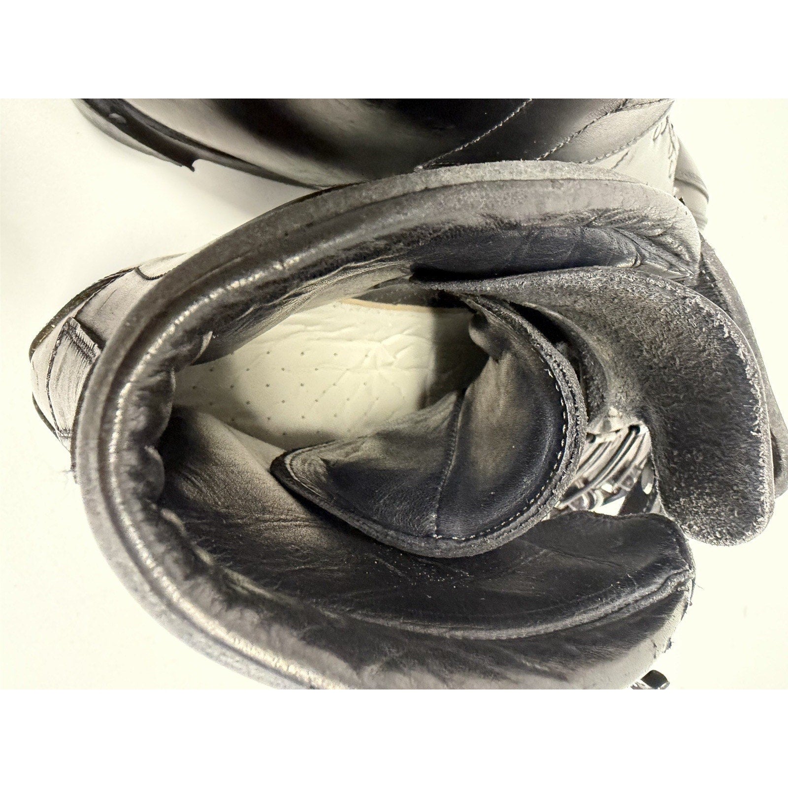 Vintage NOS Henke Switzerland Black Leather Ski Boots Size Appr 10.5