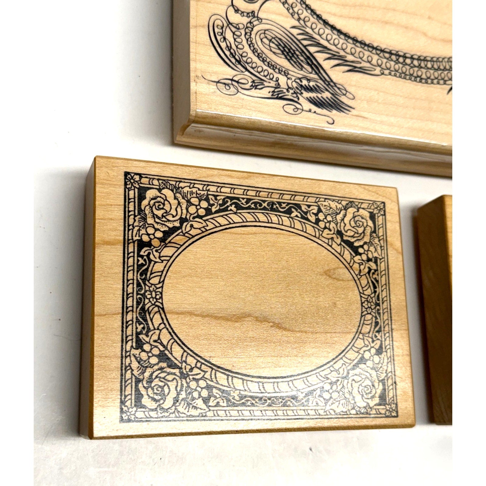 VINTAGE NEW Lot of 3 Wood Rubber Stamp Lot PSX K-413 K-484 Wreath Frames