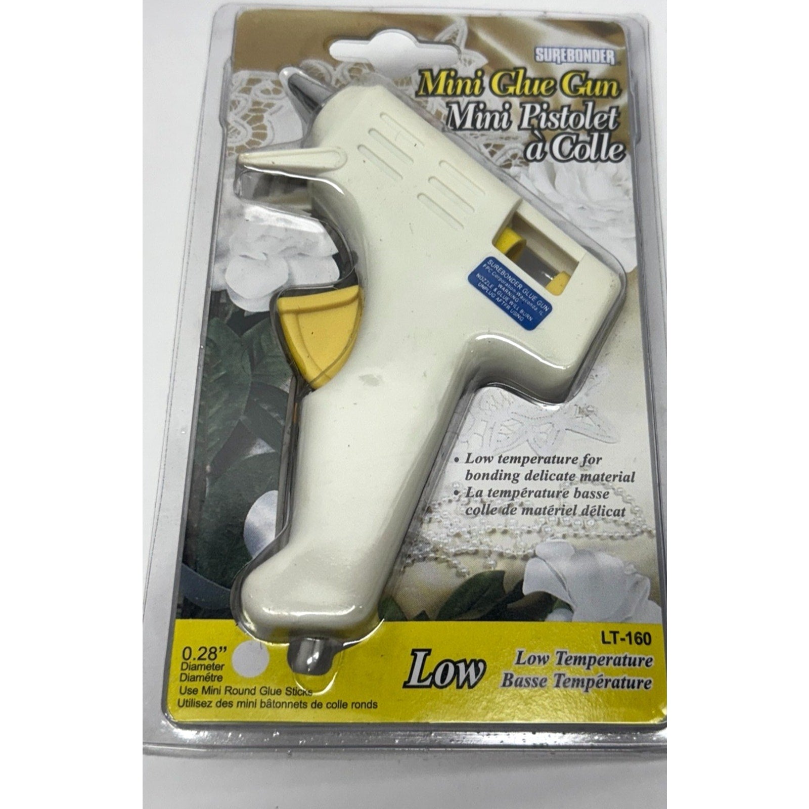 Vintage NEW Low Temperature Mini Glue Gun - White & Yellow