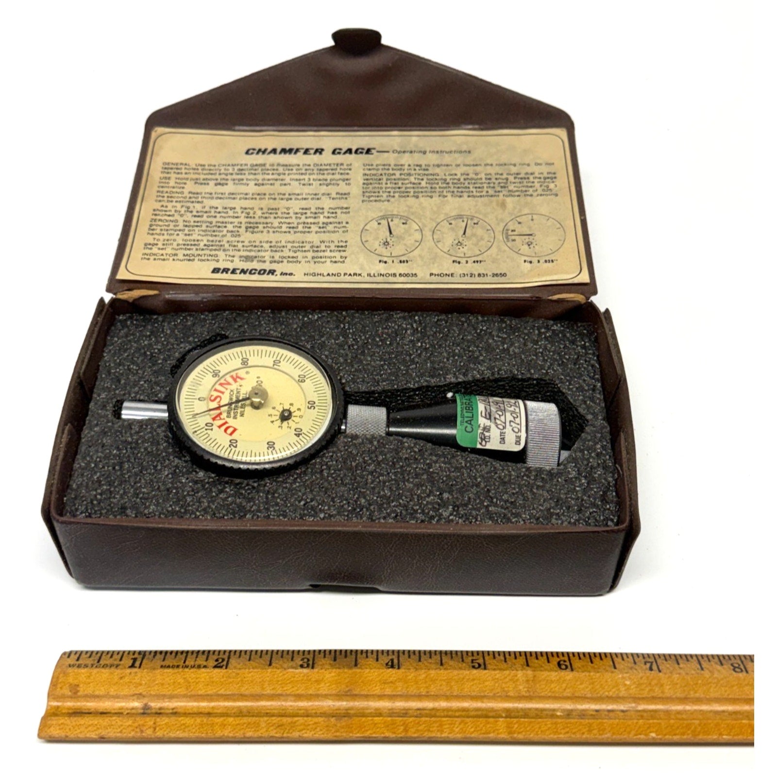 Vintage Brunswick Engineering DS-5090CF Dialsink Chamfer Gage 0-90°
