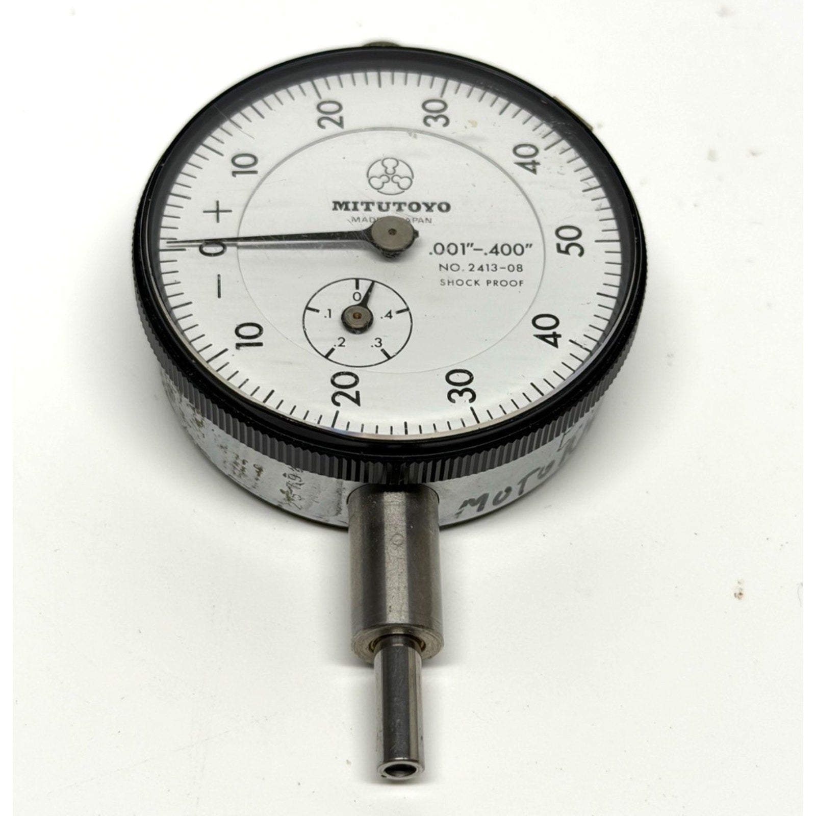 Vintage Mitutoyo 2413-08 Dial Indicator .001"-.400" Balanced Scale Shock Proof