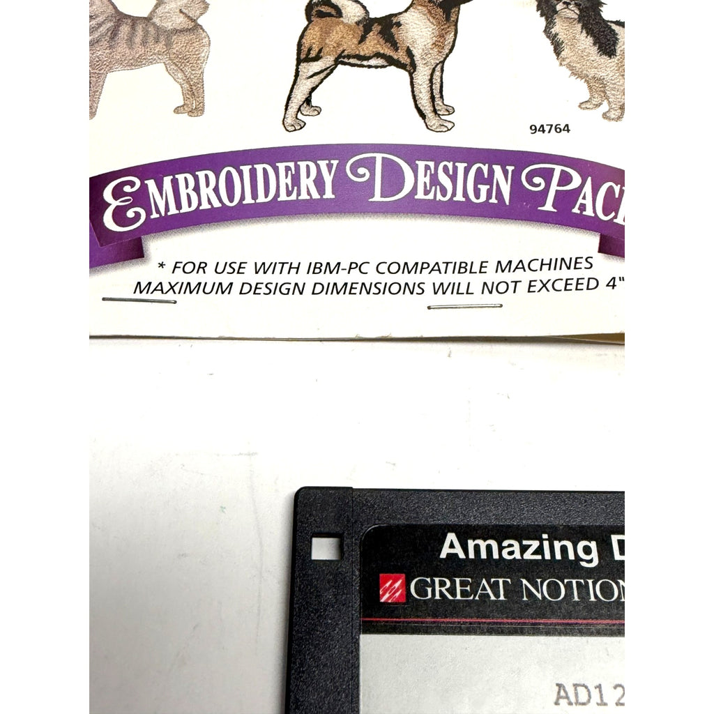 Vintage Amazing Designs Dogs Collection IV Embroidery Design Pack 4 Floppy Disks